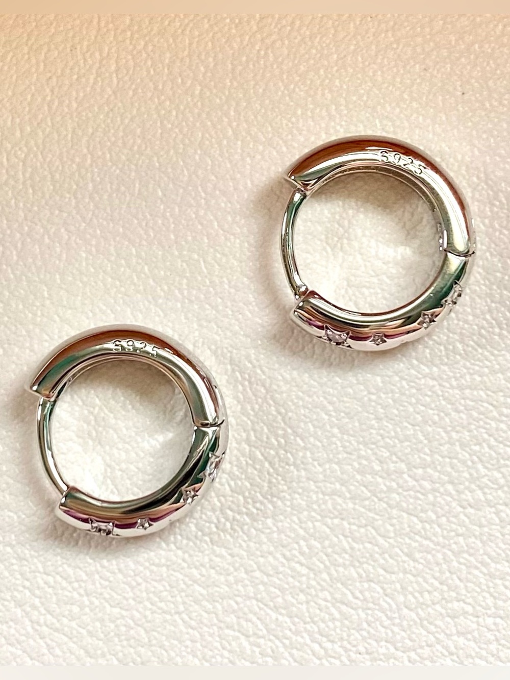 Sterling Silver Star & Moon Hoop Earrings in Silver - Picture 2 of 3